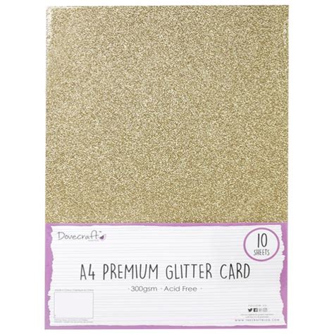 A4 Premium Glitter Card 300gsm Gold 10 Sheets Dcgcd008