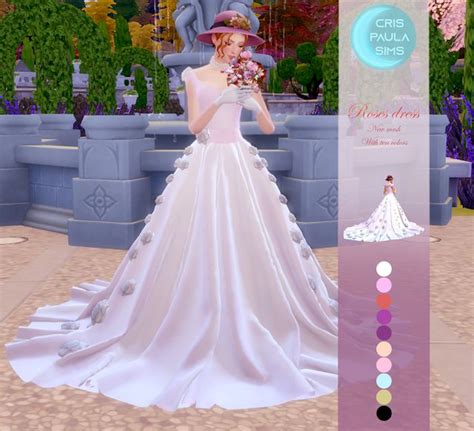 The Sims 4 Roses Dress Cris Paula Sims Sims 4 Wedding Dress Sims