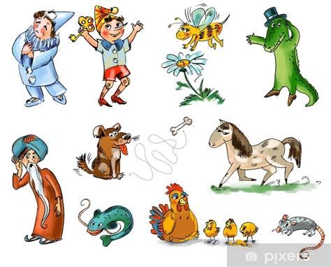 Fototapete Set von Märchenfiguren und Tiere • Pixers ... Meerjungfrau prinz prinzessin könig königin.