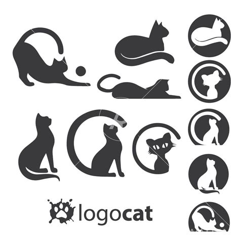 Cat Logo Set Logo Tasarımı Hayvan Logosu Ve Grafik Sanatı
