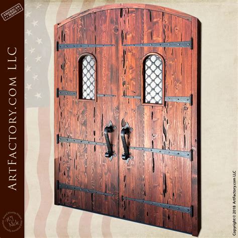 Medieval Fortress Double Doors Custom Blacksmith Forged Hardware