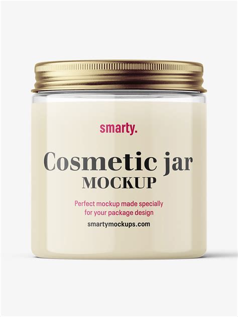 Download Transparent jar with metallic cap mockup / 250ml - Smarty Mockups