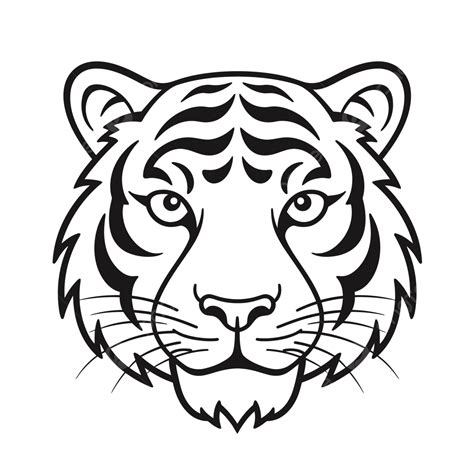 Tiger S Head On A White Background Outline Sketch Drawing Vector Tiger