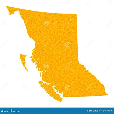 Gold Vector Map Of British Columbia Province Stock Vector