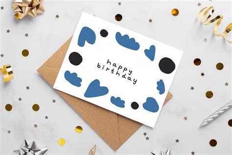 Printable Blue Birthday Card Birthday Card Digital Birthday Etsy