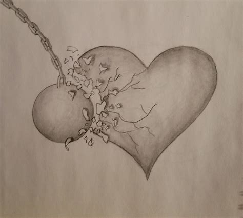 Easy Broken Heart Drawings In Pencil