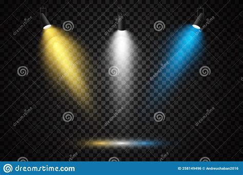 Set Of Colored Spotlights On A Transparent Background Bright Lighting