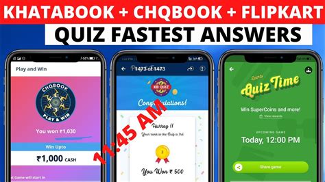 Khatabook Quiz Answers Today Flipkart Quiz Today Live 12pm Chqbook