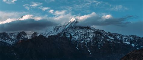 Download Wallpaper 2560x1080 Mountains Peaks Clouds Sky Himalayas