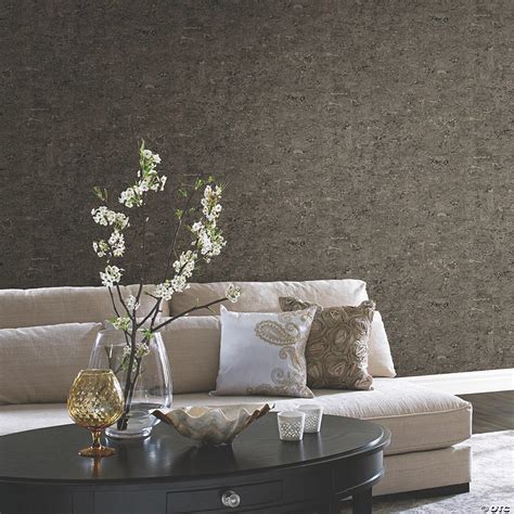 Faux Cork Black Peel And Stick Wallpaper Oriental Trading