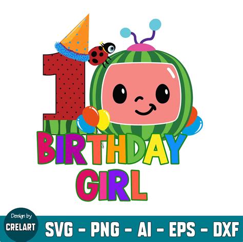 Cocomelon 1st Birthday Girl Svg Crelart