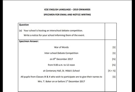 I have given a notice writing format that will help the students only programme, function and celebration notice. What is the latest ICSE format of notice writing? - Quora