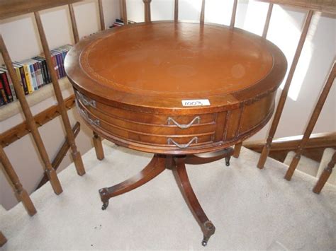 Lot 1003 Antique Mahogany Round Drum Table With Drawer Herndon