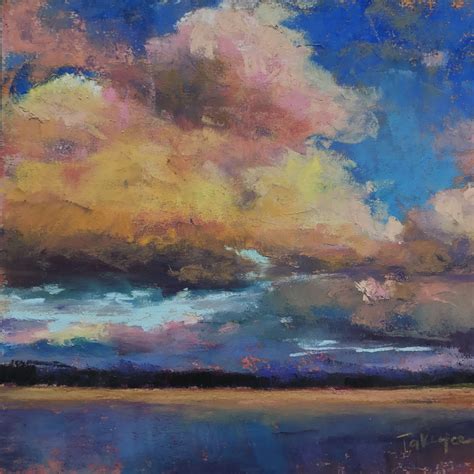 Sunset Clouds By Takeyce Walter 6x6 Pastel Original Art Painting