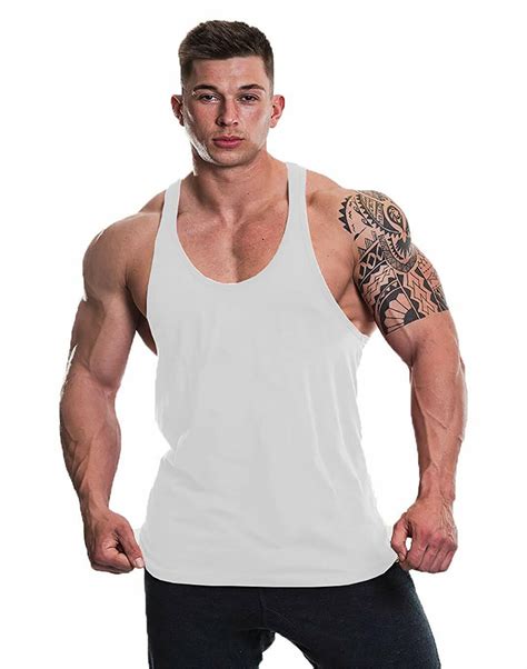 Mens Plain Gym Vest Bodybuilding Muscle Stringer Vest Racer Back Top Singlet Uk Ebay