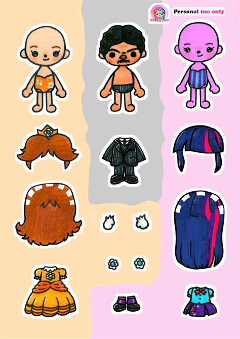 Some Stickers That Have Different Types Of Hair And Clothes On Them All In Different Colors