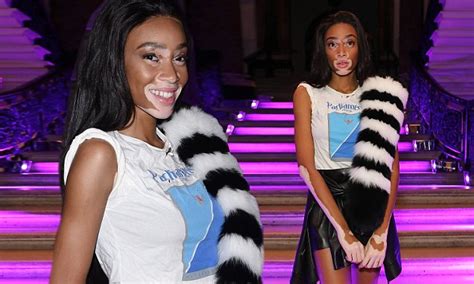 Winnie Harlow Flashes Her Model Legs In A Thigh Skimming Leather Skirt