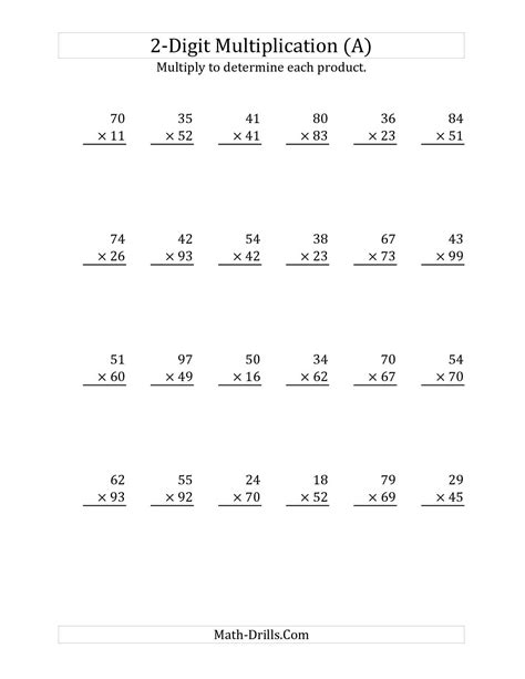 Free Printable 2 Digit Multiplication Worksheets Printable Templates