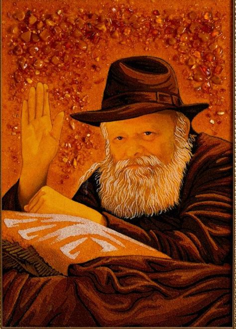Impressive Painting Of The Lubavitcher Rebbe Made Of Amber Stones Mar