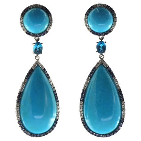 Stambolian Sleeping Beauty Turquoise Gold Drop Earrings For Sale At Stdibs