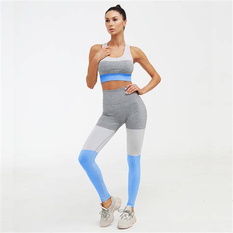seamless patchwork high waist yoga sets workout clothes cheap tops for leggings womens