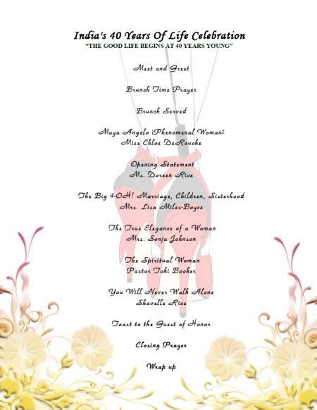These can be printed out in pdf or microsoft word formats.you may also see develop a program template. 40th Birthday Celebration Program | 40th birthday, 60th ...