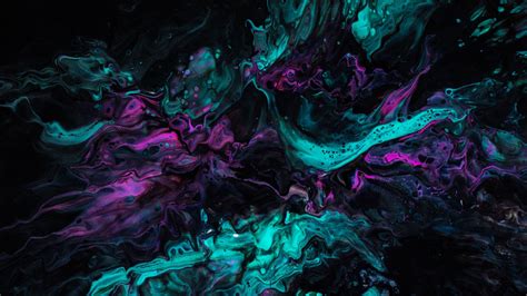 Dark Purple Turquoise Paint Stains Mixing Liquid 4k Hd Turquoise