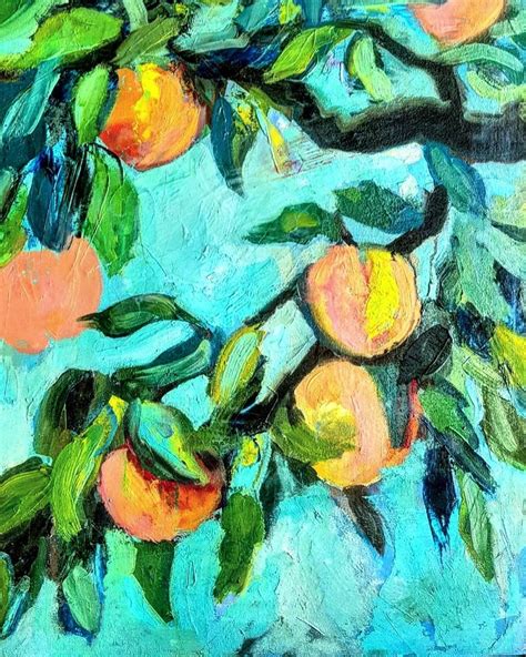 Peach Art Painting Oil Original Artwork Etsy