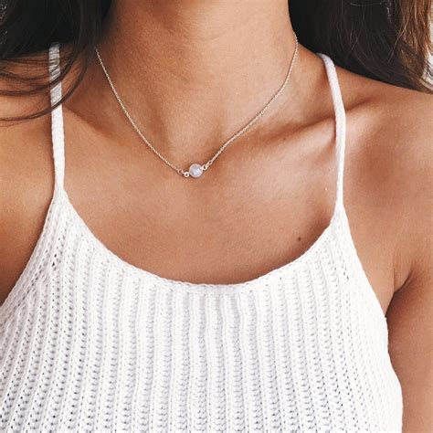 Dainty Moonstone Choker Tumblr Necklaces Chokers Jewelry