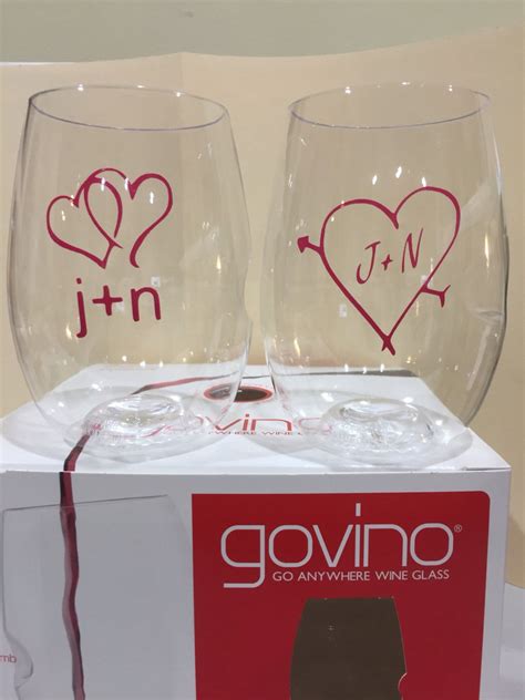 4 Monogrammed Govino Dishwasher Safe Etsy Govino Wine Glasses