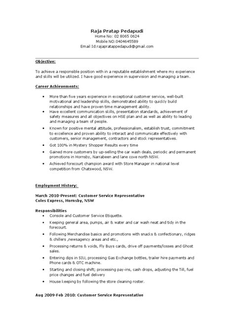 A cv, short form of curriculum vitae, is similar to a resume. Coles Express Resume (2) | Sales | Stocks