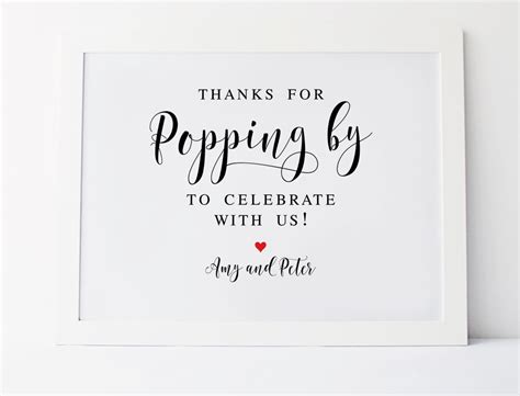 Thanks For Popping By To Celebrate With Us Wedding Signs Etsy