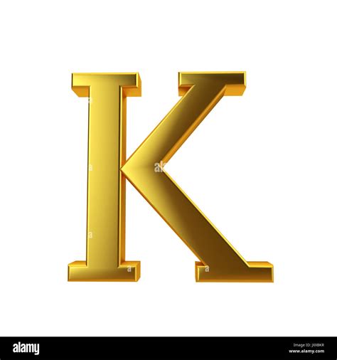 Shiny Gold Letter K On A Plain White Background 3d Rendering Stock