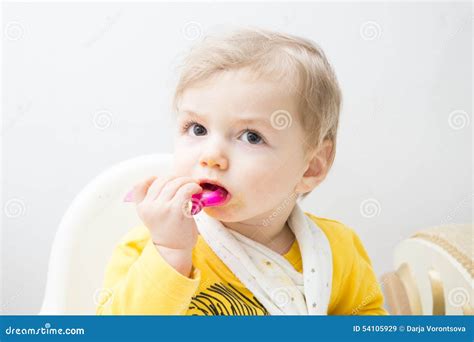 Cute Baby Eating Stock Image Image Of Childhood Cute 54105929
