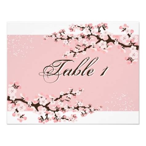 Table Number Wedding Card Pink Cherry Blossom Card