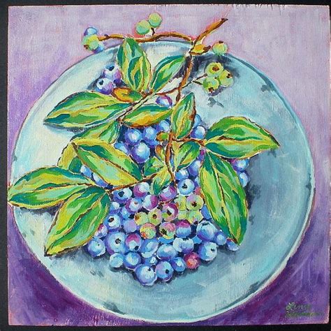 Blue Blueberries Painting Original Art Fruit By TammieWormanArt 85 00