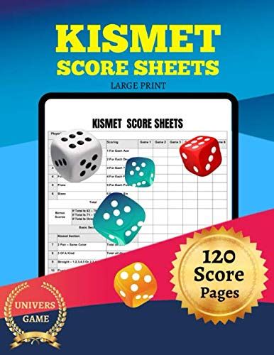 Kismet Score Sheets Large Print 85 X 11 Inches 120 Score Pages