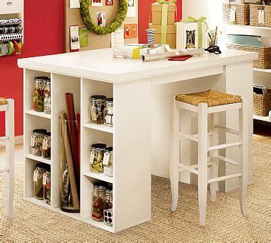 Kallax desk hack (with storage) this clever ikea hack computer desk is perfect for a home office, with the bonus of lots of storage space with the kallax shelves, for around $150. Craft table. IKEA hack. | craft room ideas | Pinterest