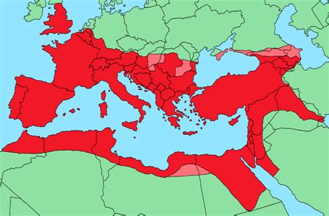 The Roman Empire At Its Height Superimposed On Modern Borders Maps