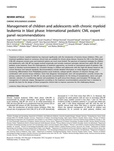 Pdf Open Chronic Myelogenous Leukemia Management Of Children And