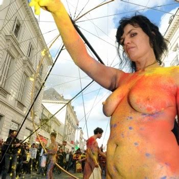 Topless Naked Protesters Occasional Stray Peen Warning The