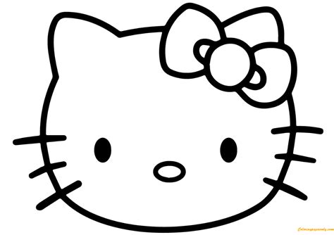 Cute, hello kitty, kitten, pink. The Face Of Hello Kitty Coloring Page - Free Coloring ...