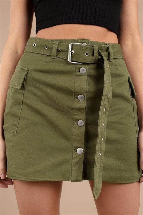 Tobi Mini Skirts Womens On Duty Khaki Cargo Mini Skirt Olive