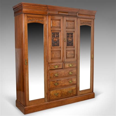 Antique Wardrobe English Walnut Compactum Edwardian Circa 1910