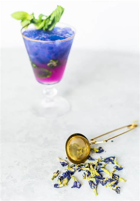 How To Make A Butterfly Pea Flower Tea Cocktail Recipe Sugar And Cloth