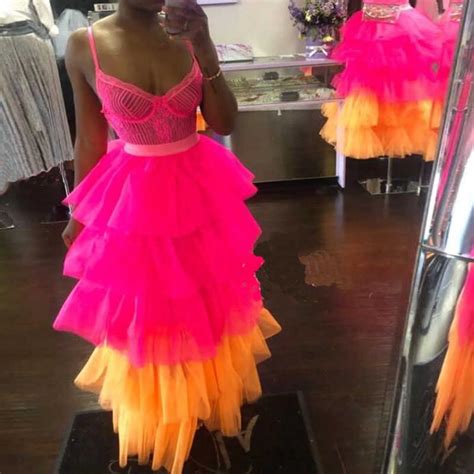 Pretty Hot Pink Multi Tiered Tulle Skirt With Zipper Waistline A Line