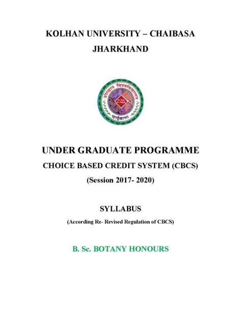 kolhan university b sc botany ug hons course syllabus 2023 2024 coursesd
