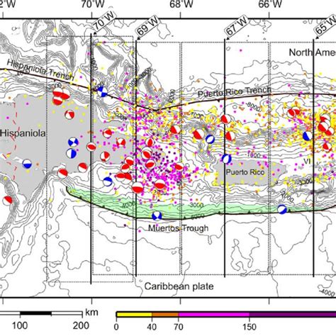 Seismicity Map Of The North Eastern Caribbean Plate Boundary Zone
