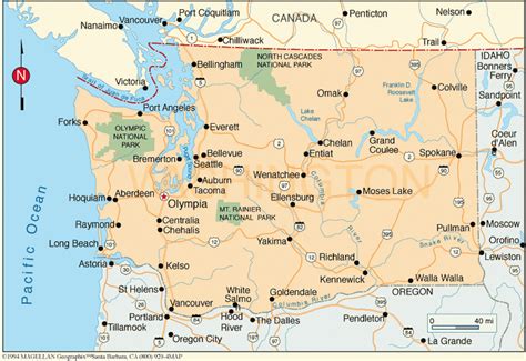 Washington State National Parks Map Printable Map