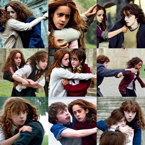 Hermione Granger Getting Harry Potter In A Headlock Stable Diffusion